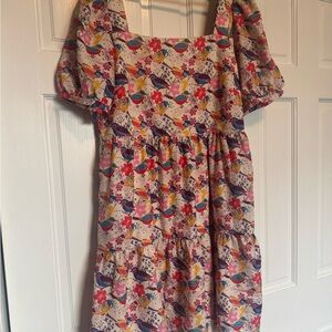 Jade Brand Floral Dress with Puff Sleeves Size Large